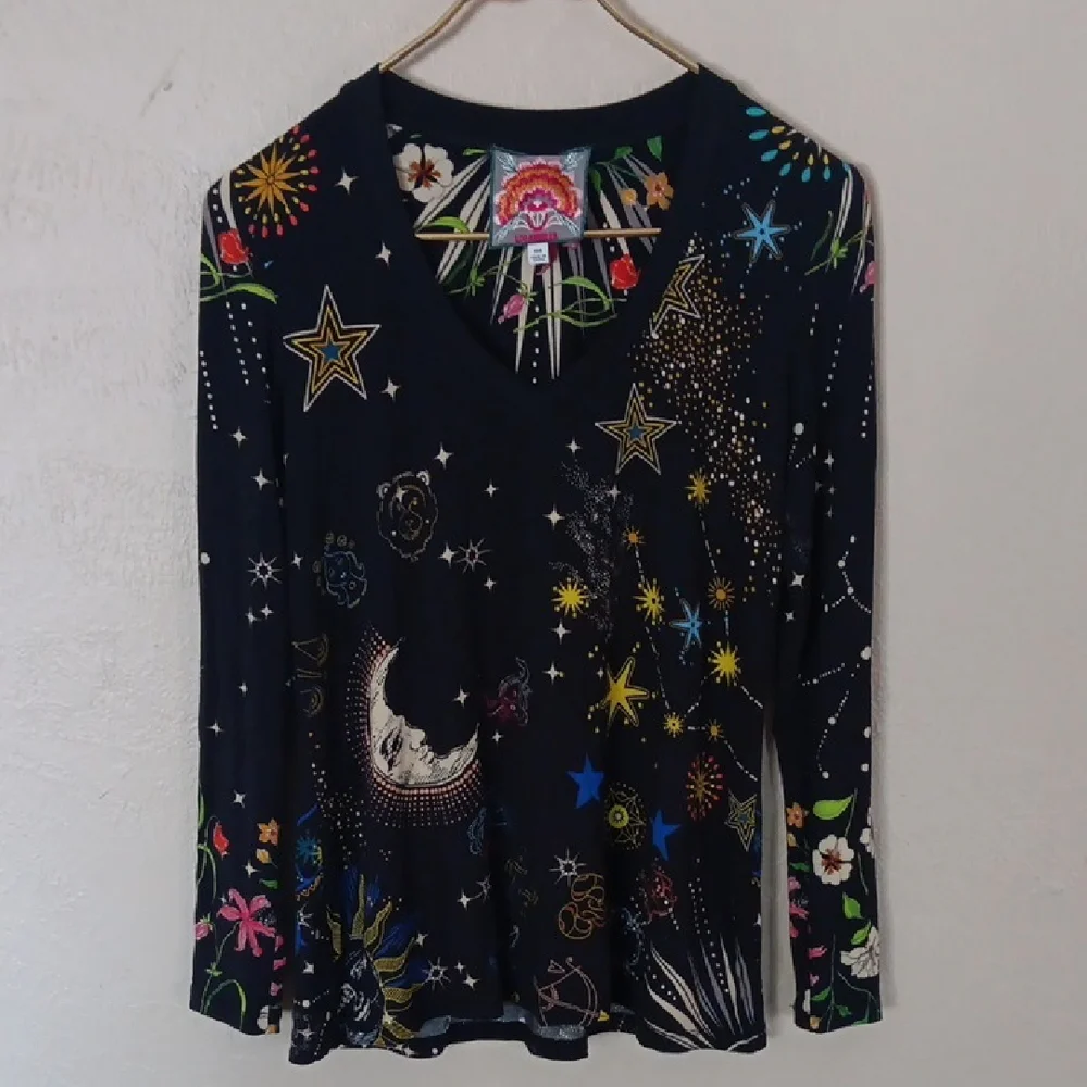 Johnny Was Celestial Long Sleeve Swing Top Size Xxs - Picture 1 of 5
